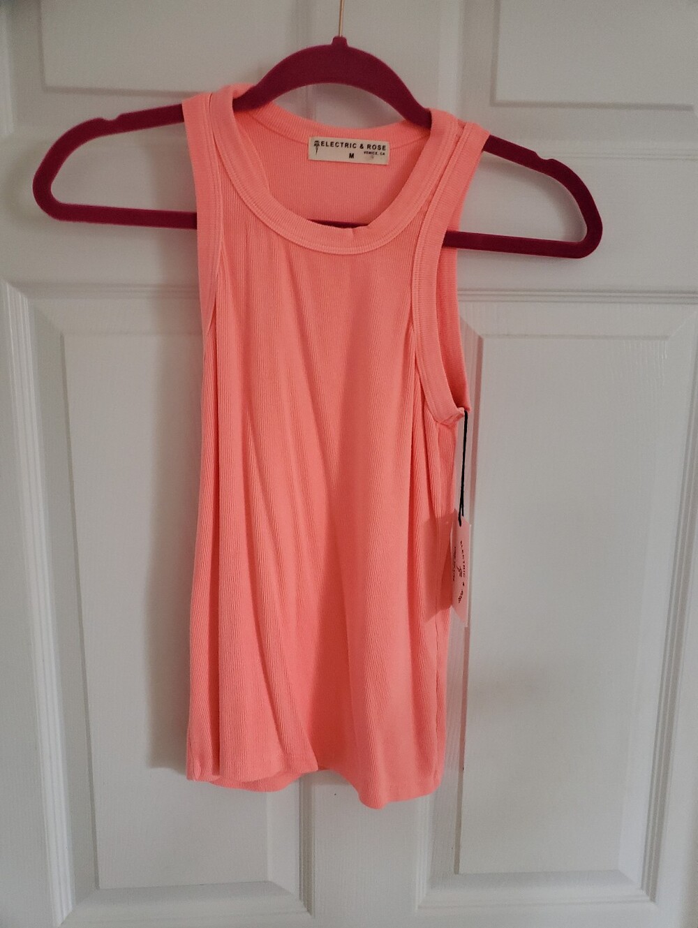 Electric & Rose Neon Pink/Orange Ribbed Tank Top M
